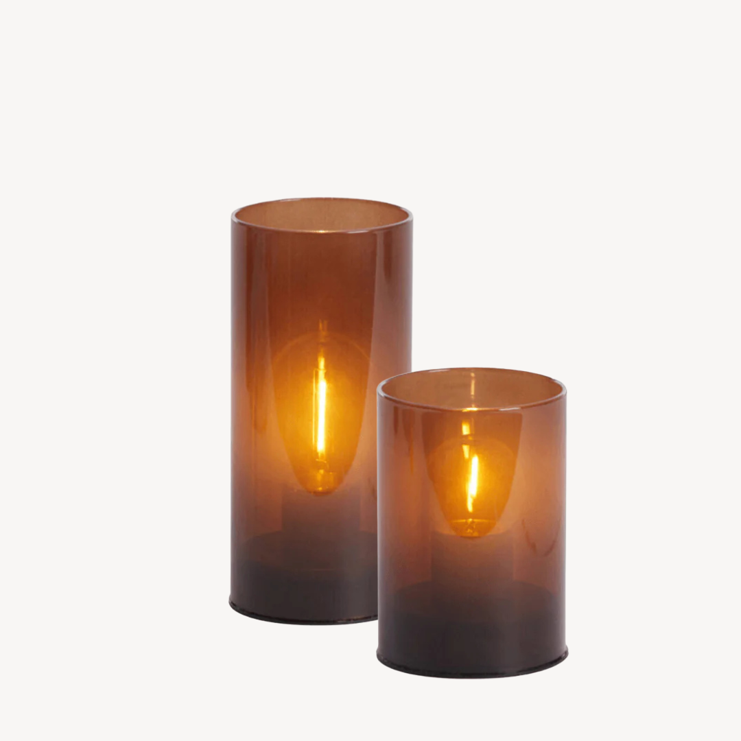LED Theelicht Vazolla Donkerbruin - set van 2