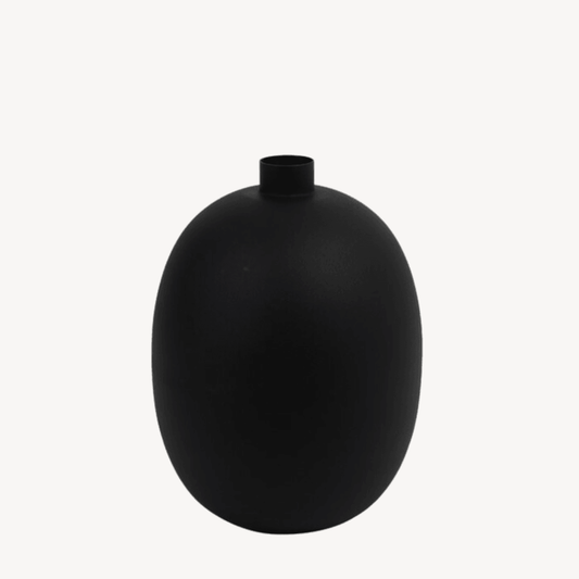 lemons conceptstore - woonwinkel roden - woonaccessoires - vaas binco mat zwart metaal bolvaas ballonvaas - light & living