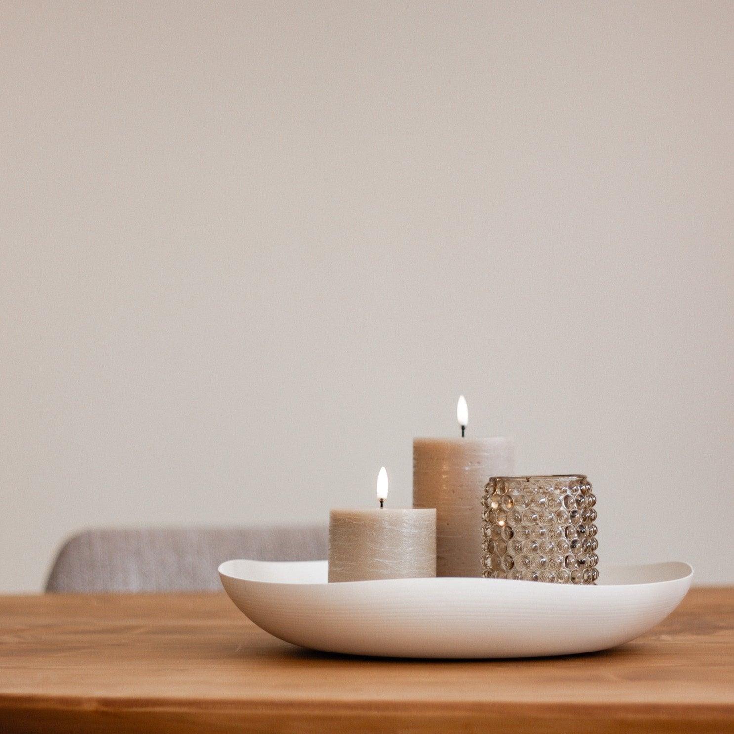 lemons conceptstore - woonwinkel roden - woonaccessoires - uyuni - led kaars - led candle - stompkaars - pillarcandle - pilaarkaars - beige